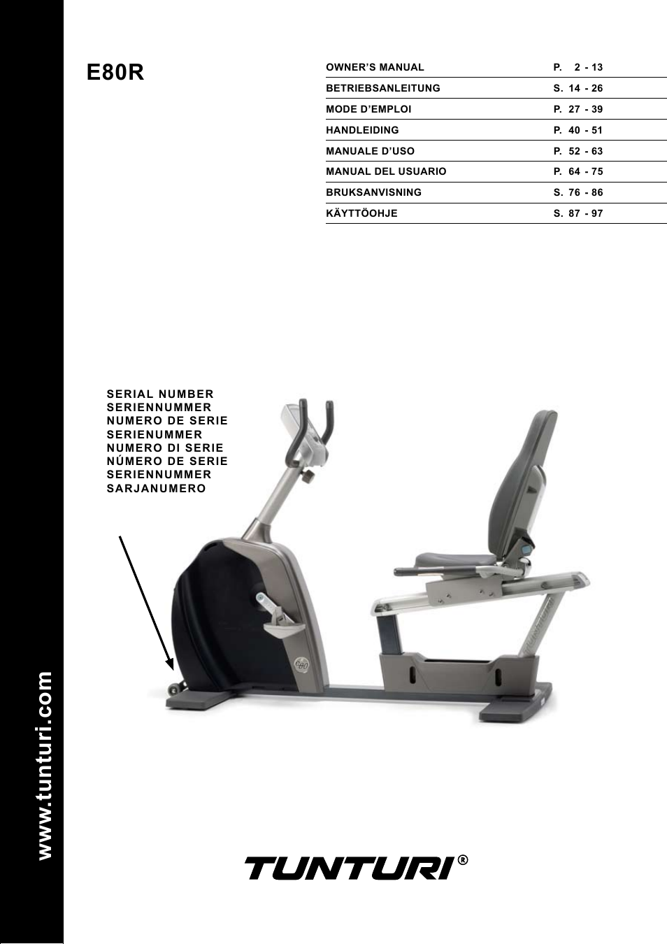 Tunturi E80R User Manual | 112 pages