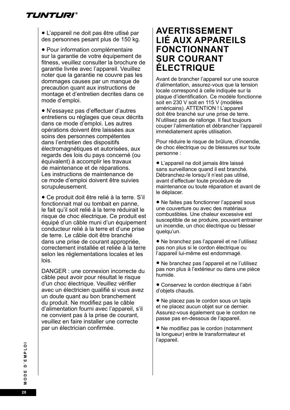 Tunturi E80R User Manual | Page 28 / 112