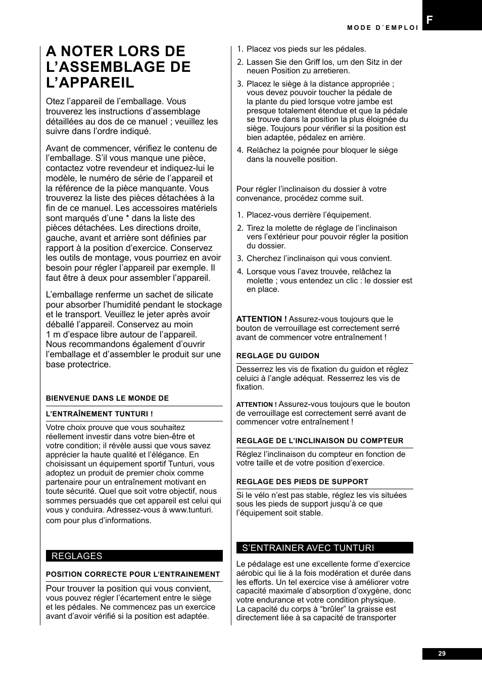 Tunturi E80R User Manual | Page 29 / 112