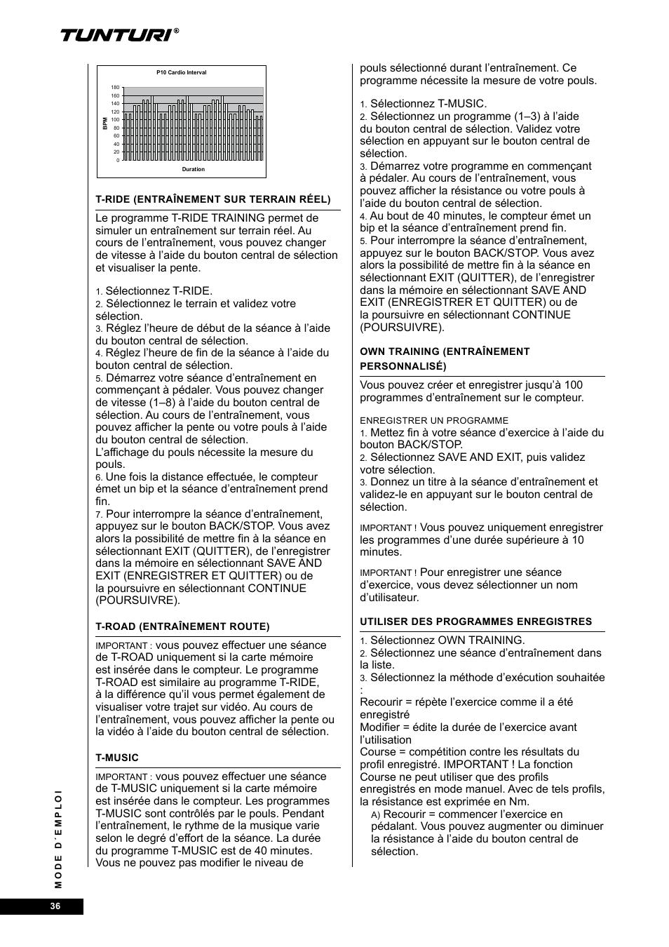 Tunturi E80R User Manual | Page 36 / 112