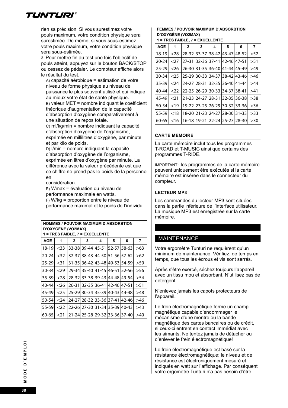 Tunturi E80R User Manual | Page 38 / 112