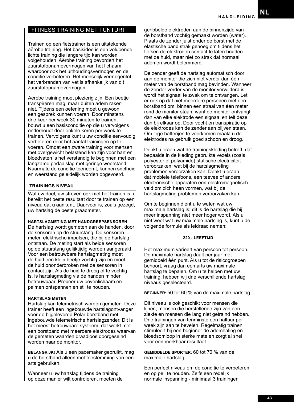 Tunturi E80R User Manual | Page 43 / 112