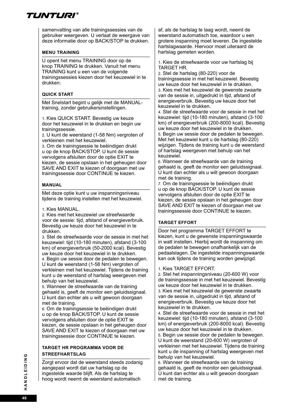 Tunturi E80R User Manual | Page 46 / 112