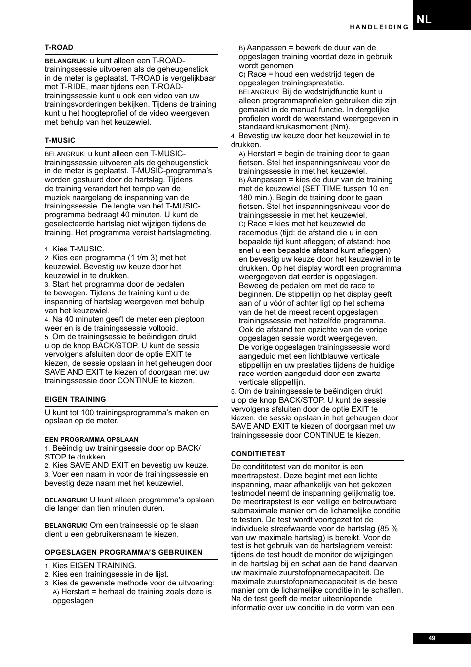 Tunturi E80R User Manual | Page 49 / 112