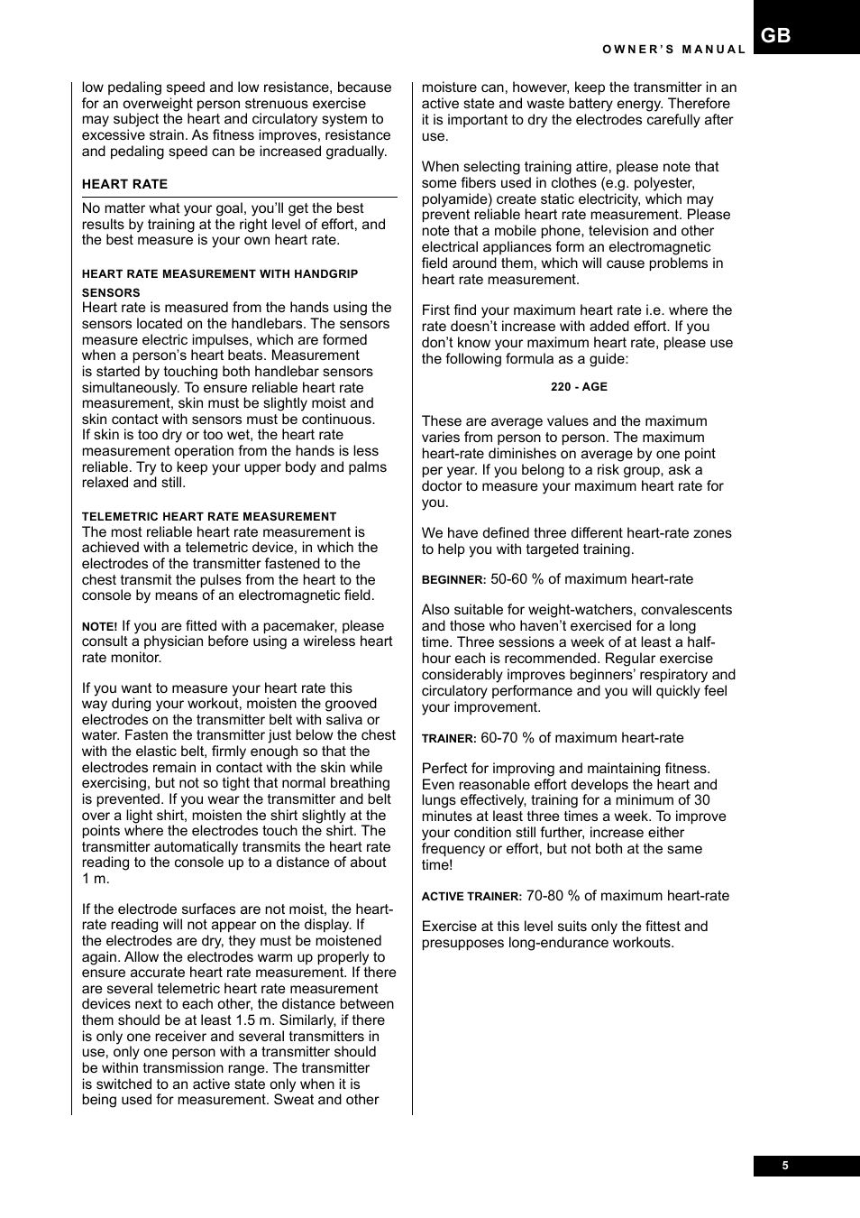 Tunturi E80R User Manual | Page 5 / 112