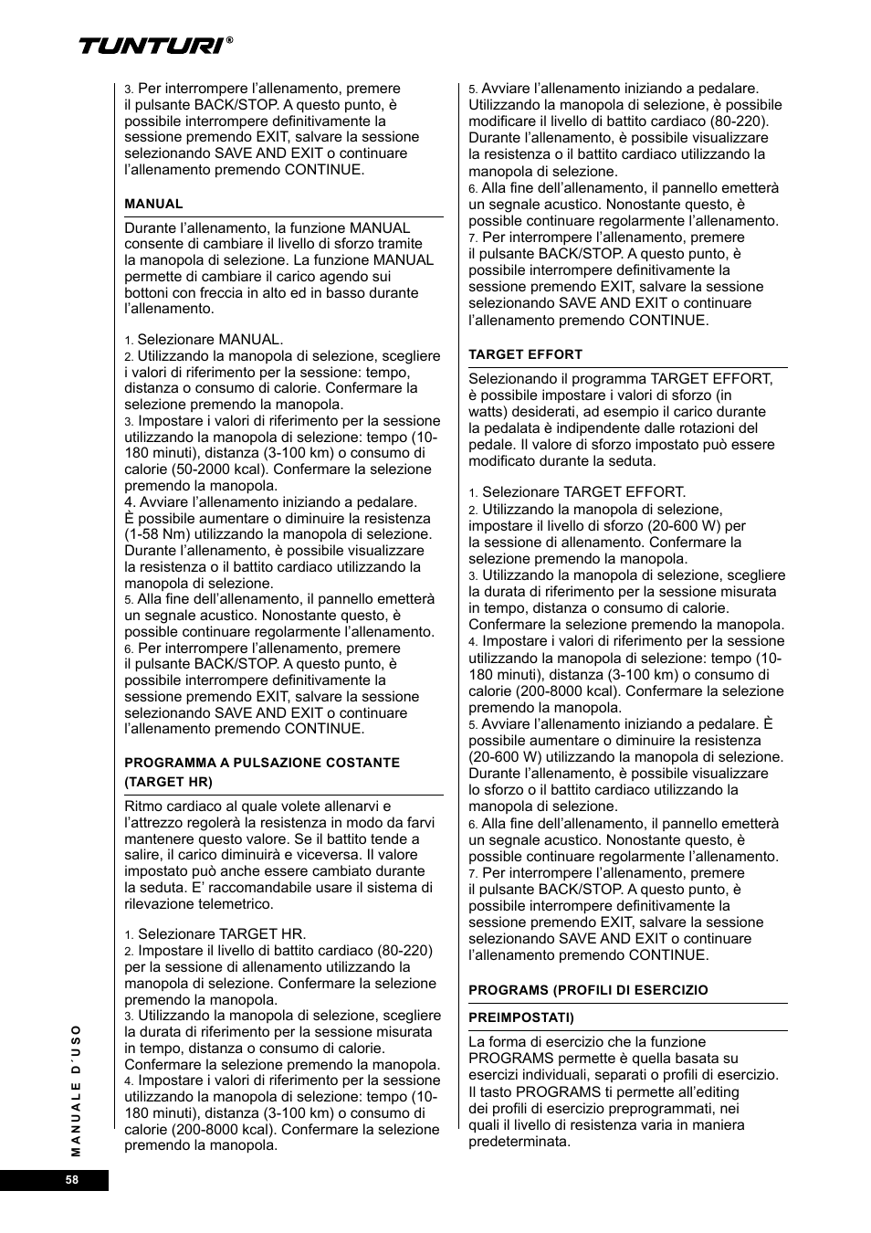 Tunturi E80R User Manual | Page 58 / 112