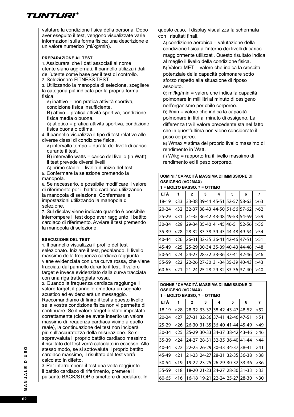 Tunturi E80R User Manual | Page 62 / 112