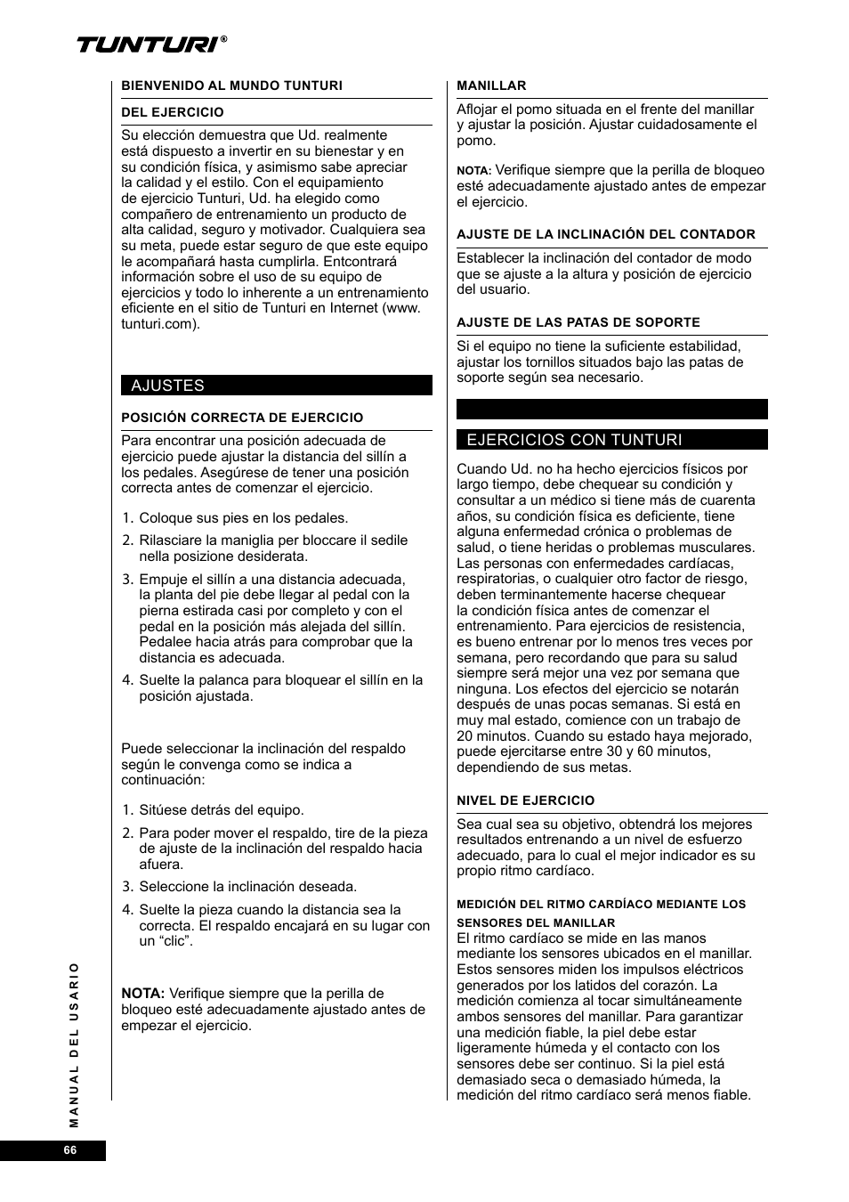 Tunturi E80R User Manual | Page 66 / 112