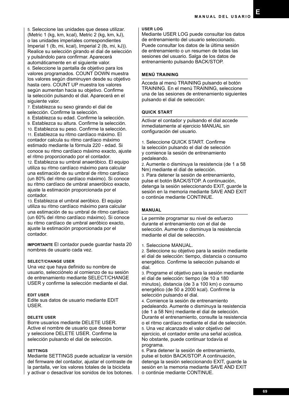 Tunturi E80R User Manual | Page 69 / 112