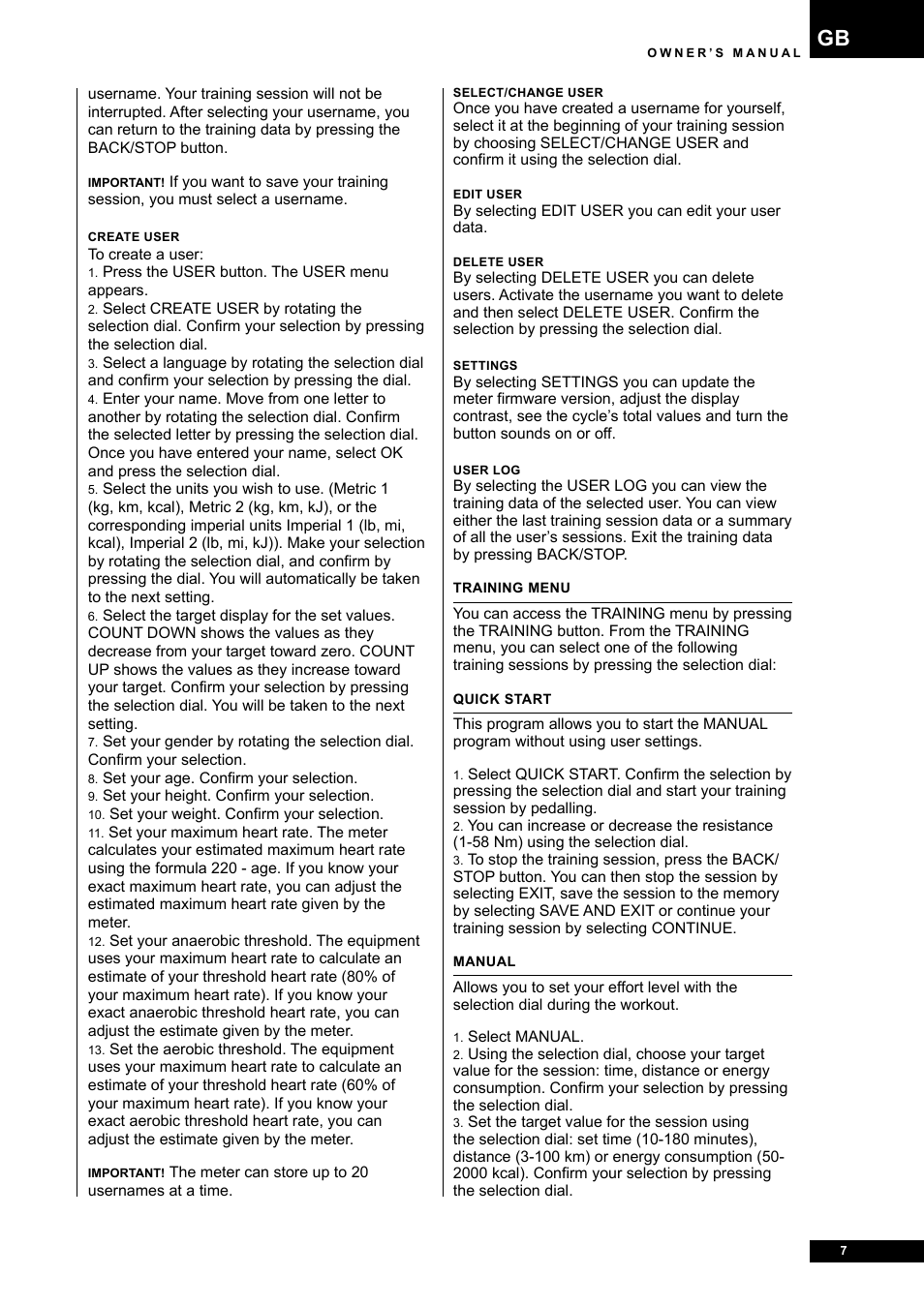 Tunturi E80R User Manual | Page 7 / 112