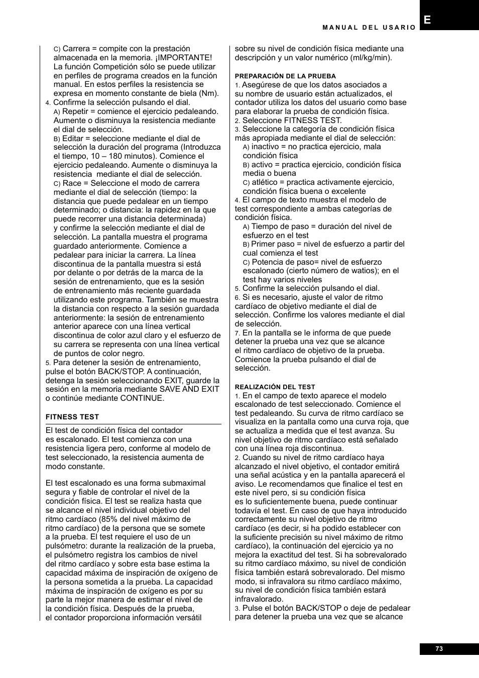 Tunturi E80R User Manual | Page 73 / 112