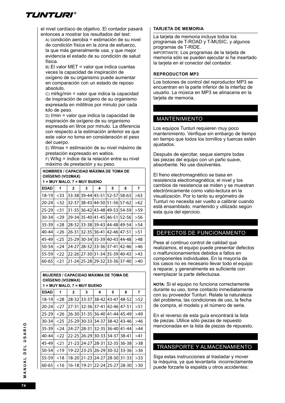 Tunturi E80R User Manual | Page 74 / 112