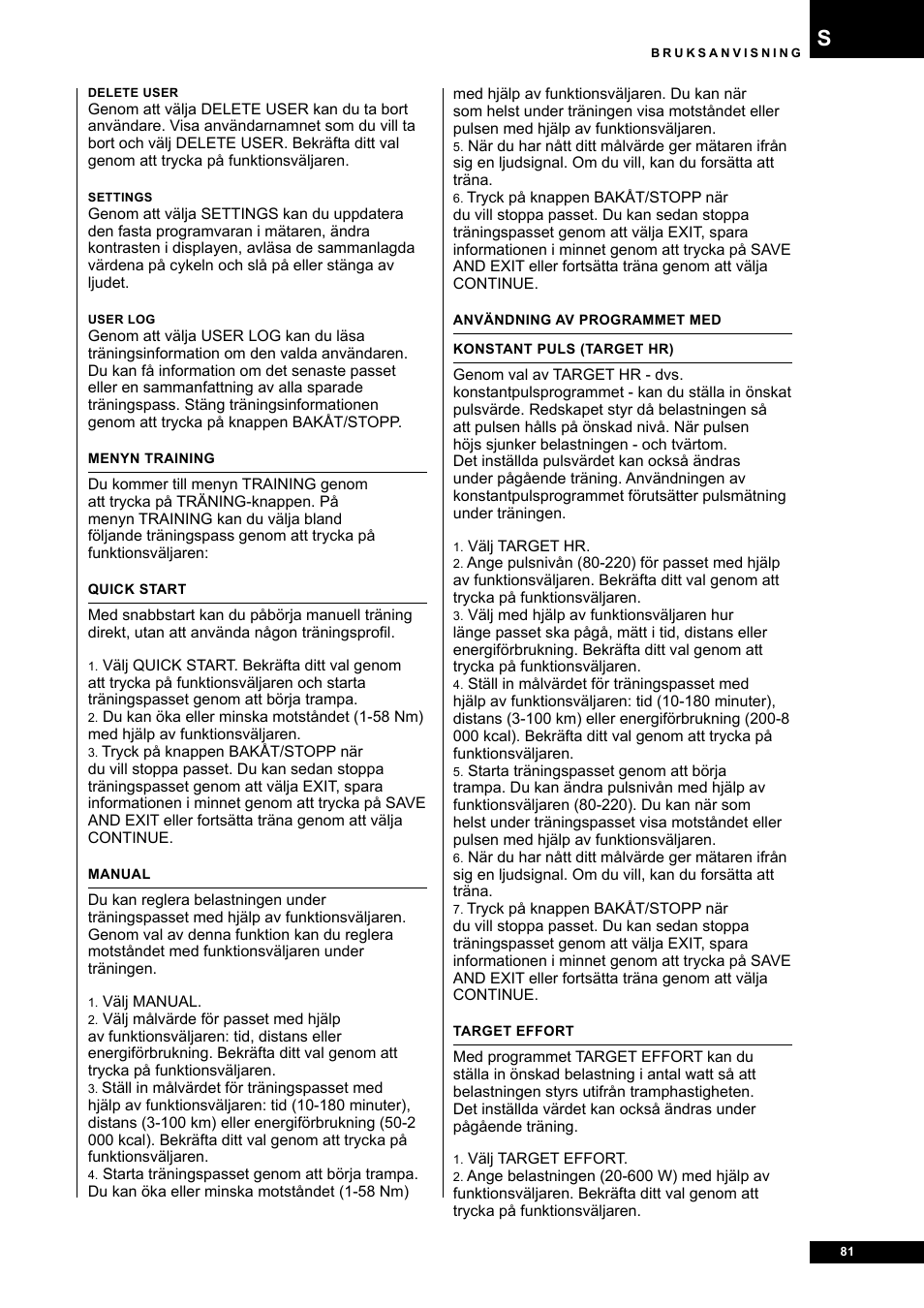 Tunturi E80R User Manual | Page 81 / 112
