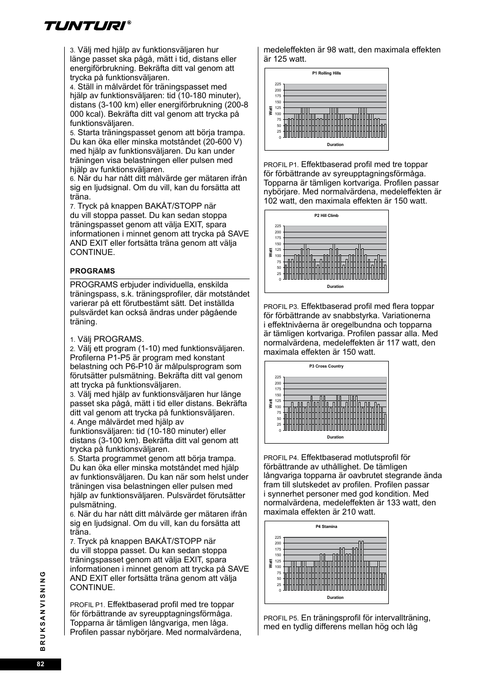 Välj programs | Tunturi E80R User Manual | Page 82 / 112