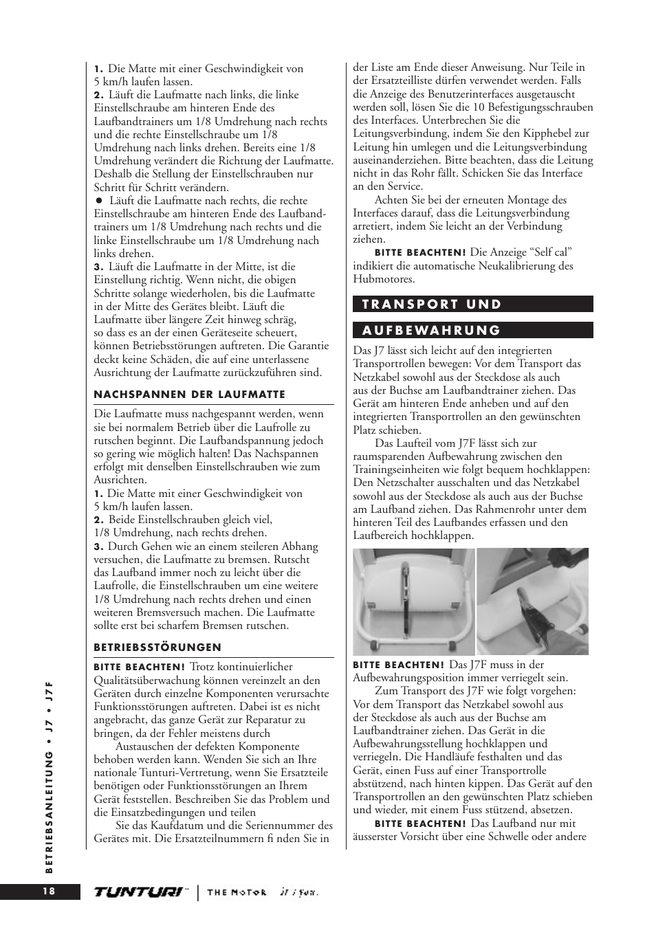 Tunturi J7F User Manual | Page 18 / 72