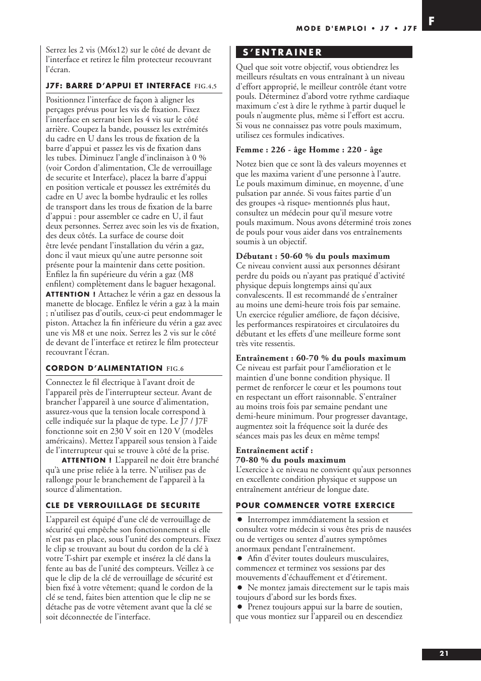 Tunturi J7F User Manual | Page 21 / 72