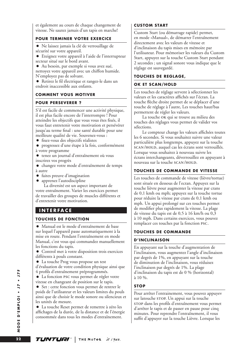 Tunturi J7F User Manual | Page 22 / 72