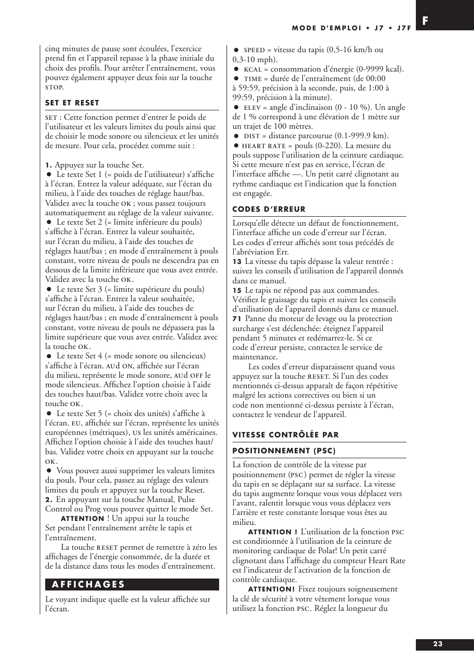 Tunturi J7F User Manual | Page 23 / 72