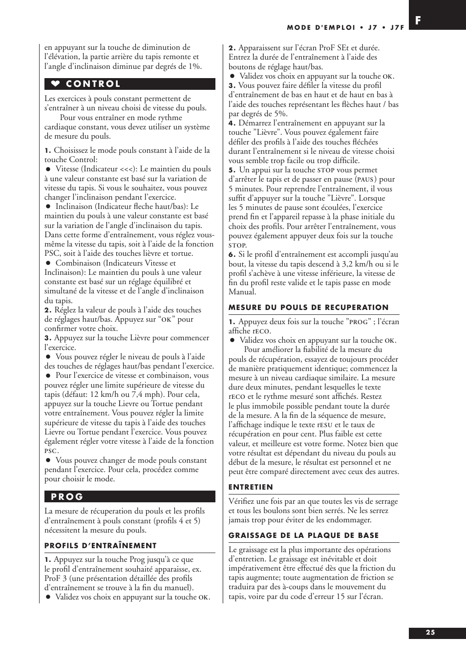 Tunturi J7F User Manual | Page 25 / 72