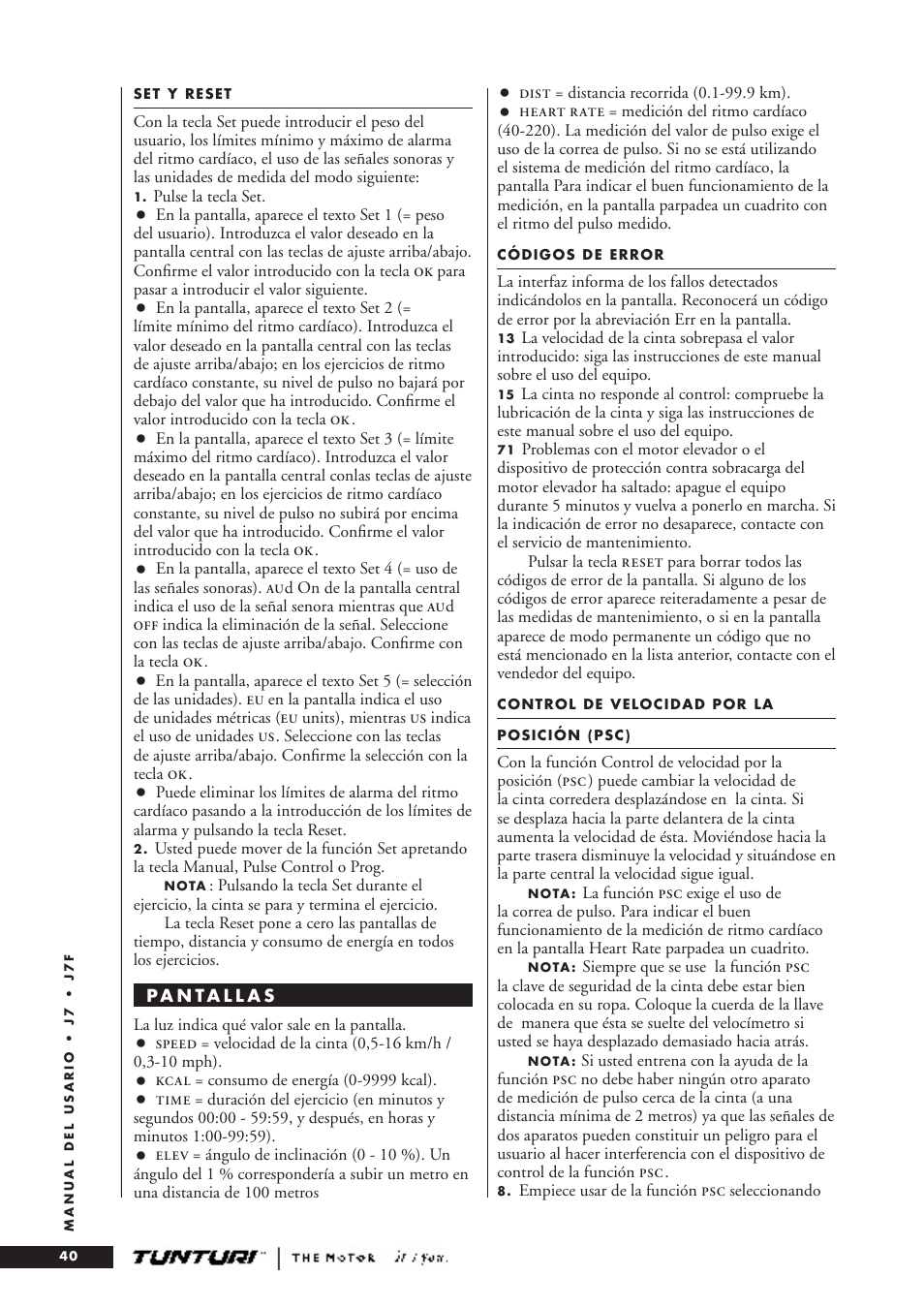 Tunturi J7F User Manual | Page 40 / 72