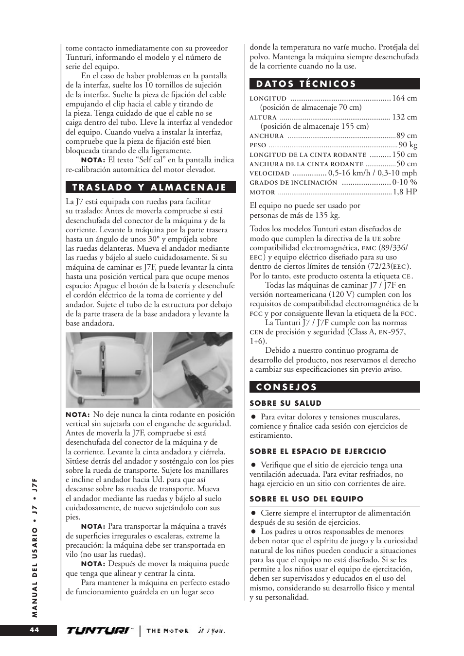 Tunturi J7F User Manual | Page 44 / 72