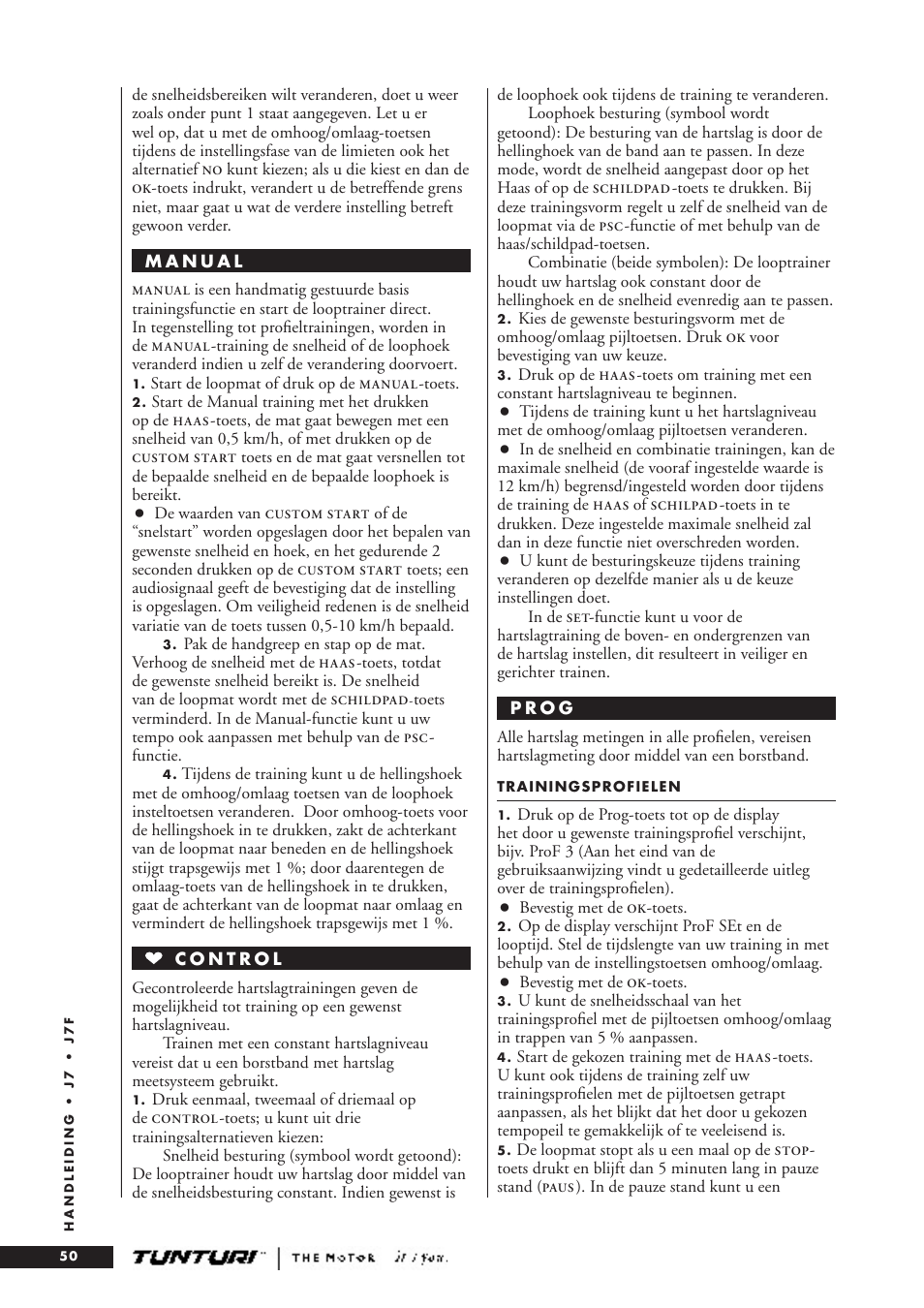 Tunturi J7F User Manual | Page 50 / 72