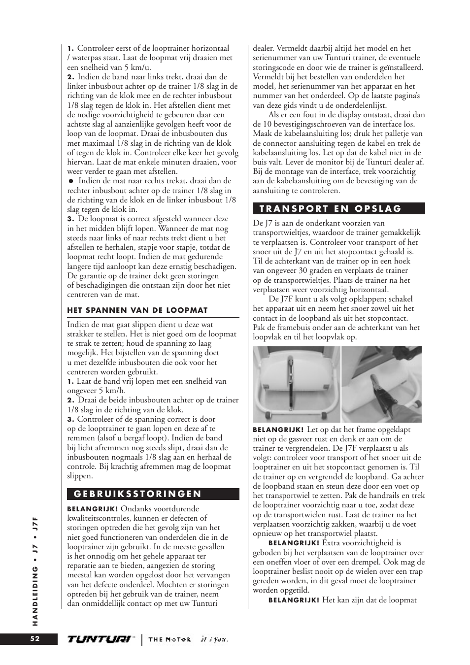 Tunturi J7F User Manual | Page 52 / 72