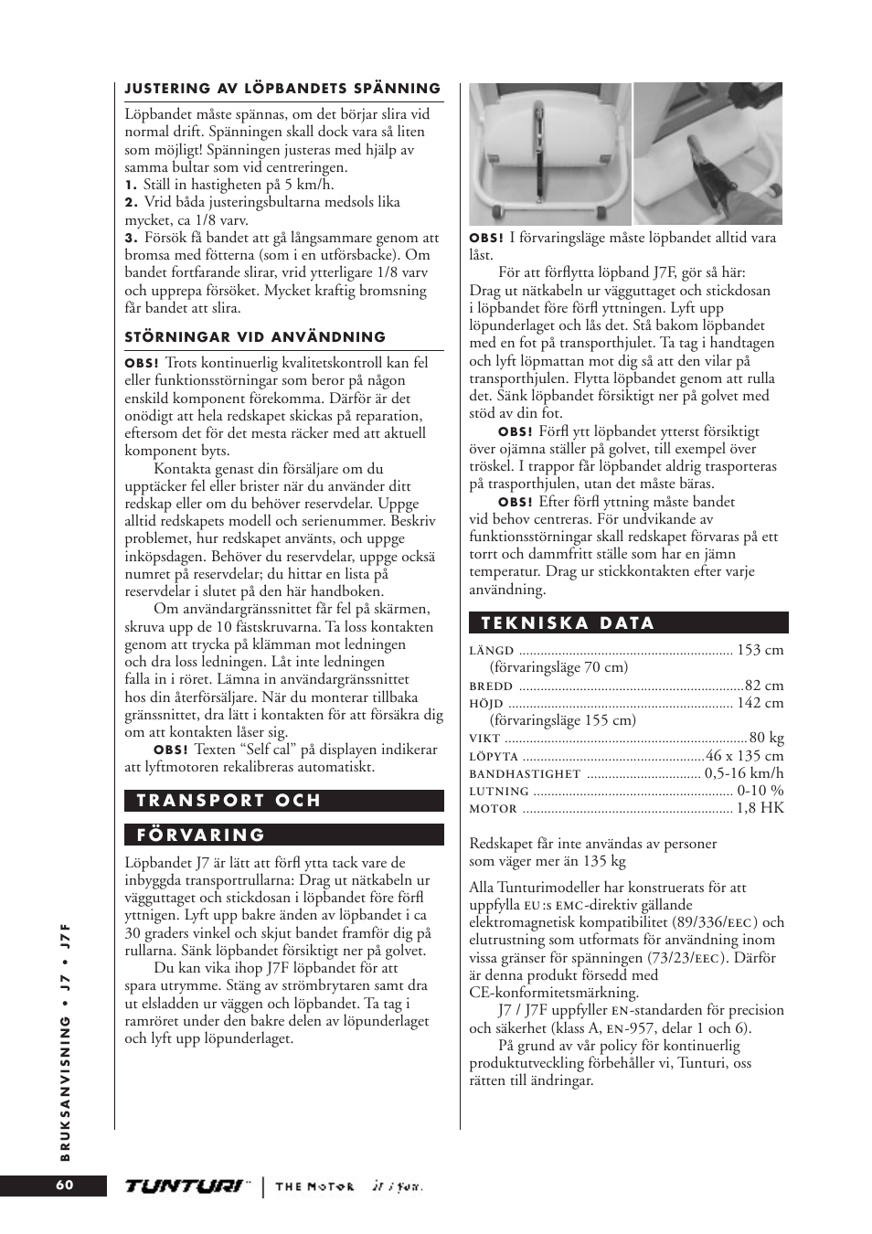 Tunturi J7F User Manual | Page 60 / 72