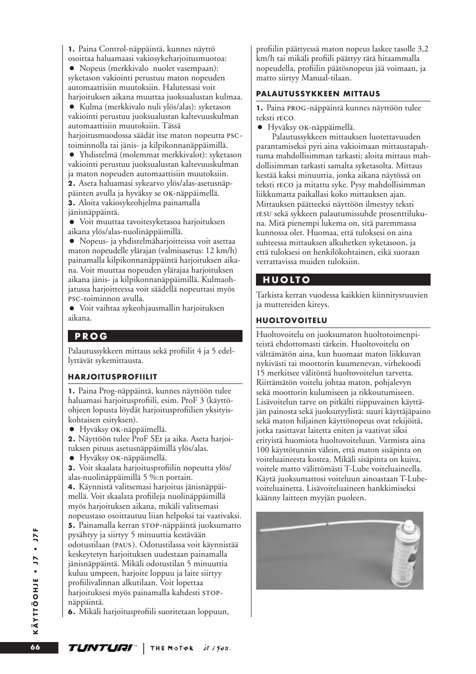 Tunturi J7F User Manual | Page 66 / 72