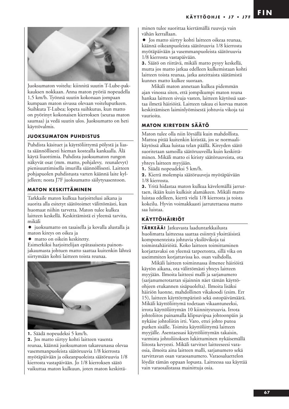 F i n | Tunturi J7F User Manual | Page 67 / 72