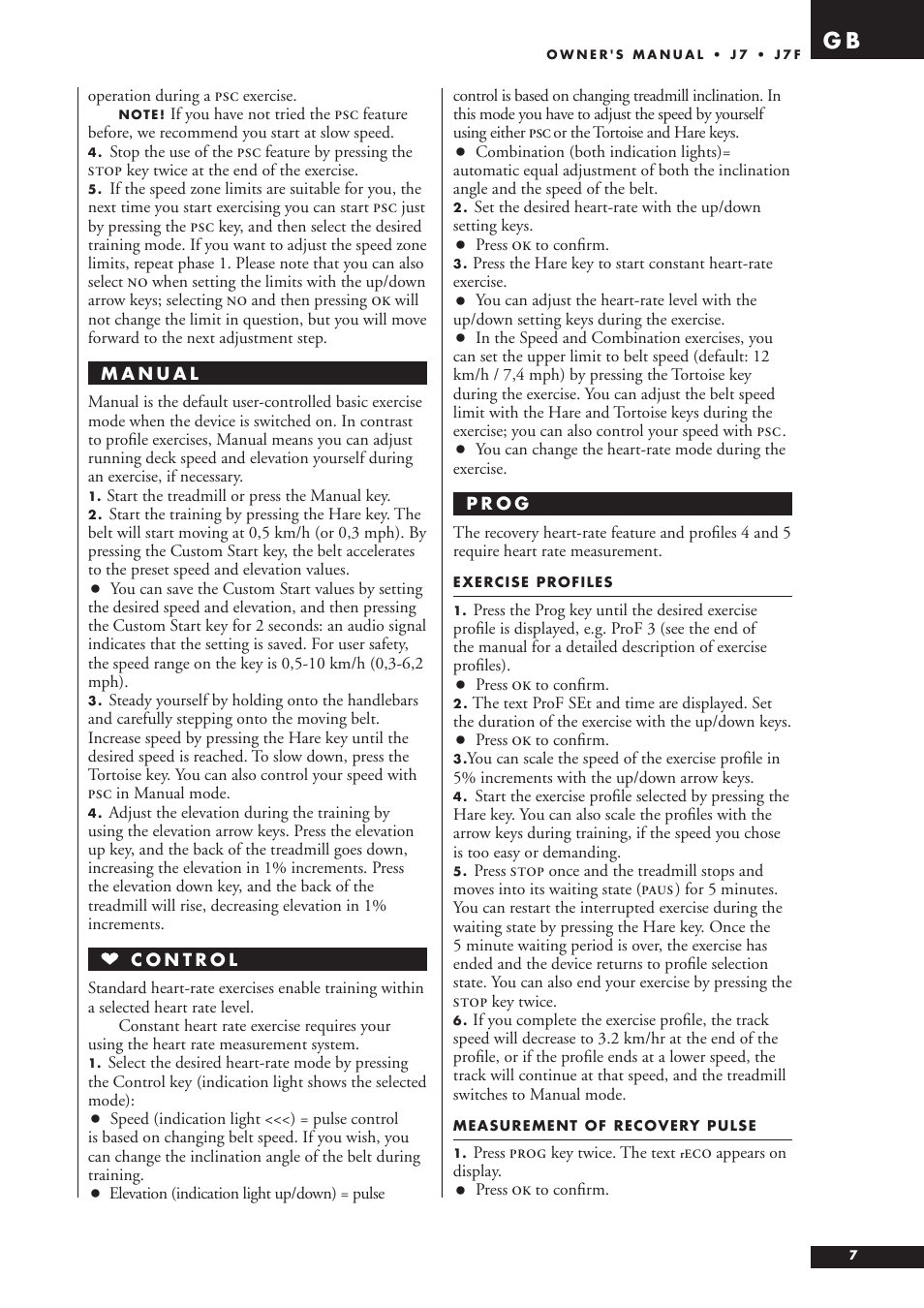 Tunturi J7F User Manual | Page 7 / 72