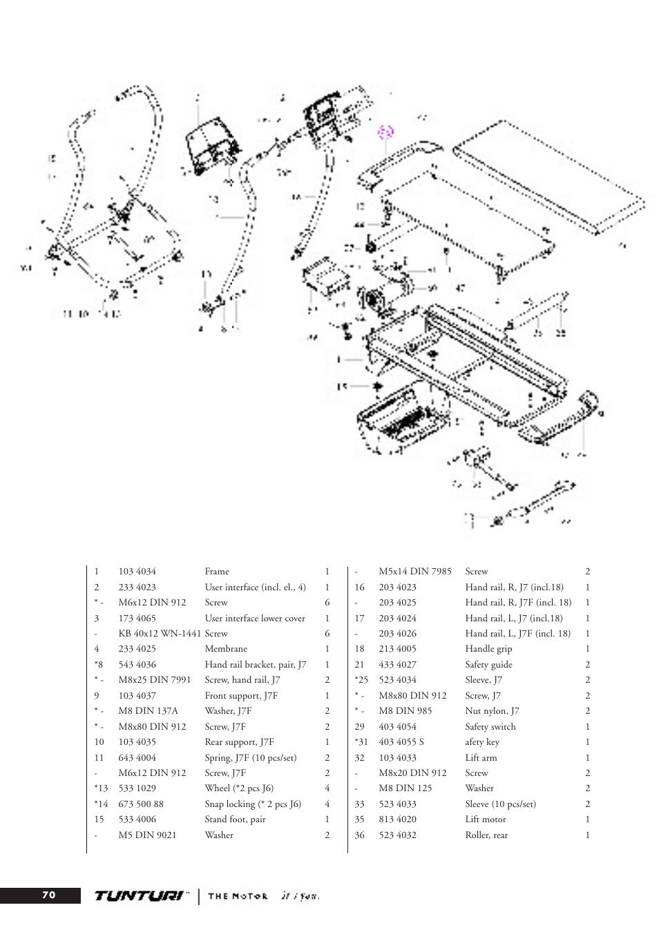 Tunturi J7F User Manual | Page 70 / 72