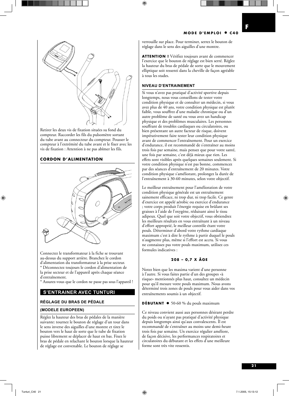 Tunturi C40 User Manual | Page 21 / 70