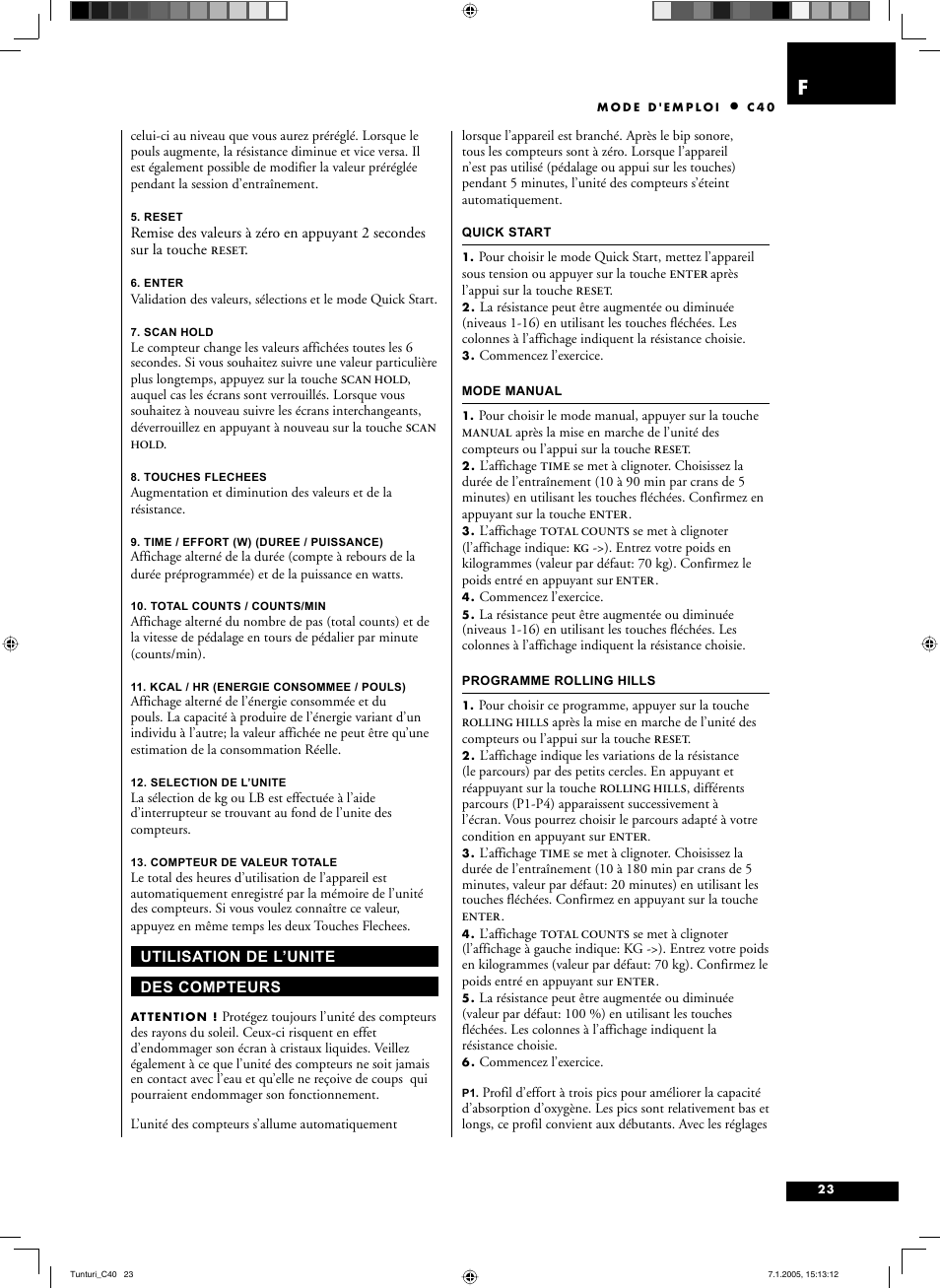 Tunturi C40 User Manual | Page 23 / 70