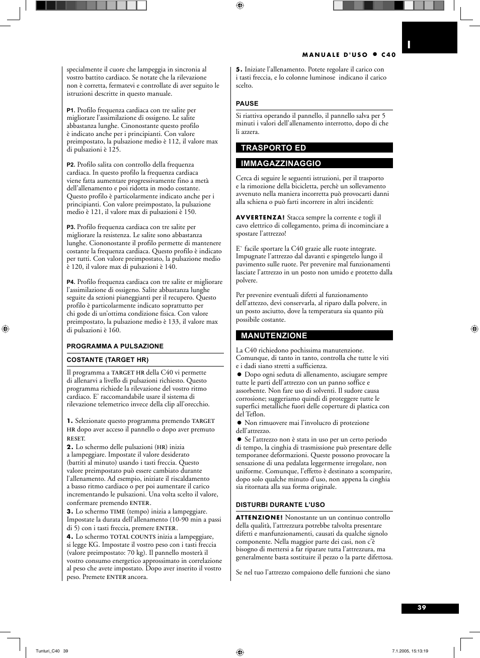 Tunturi C40 User Manual | Page 39 / 70