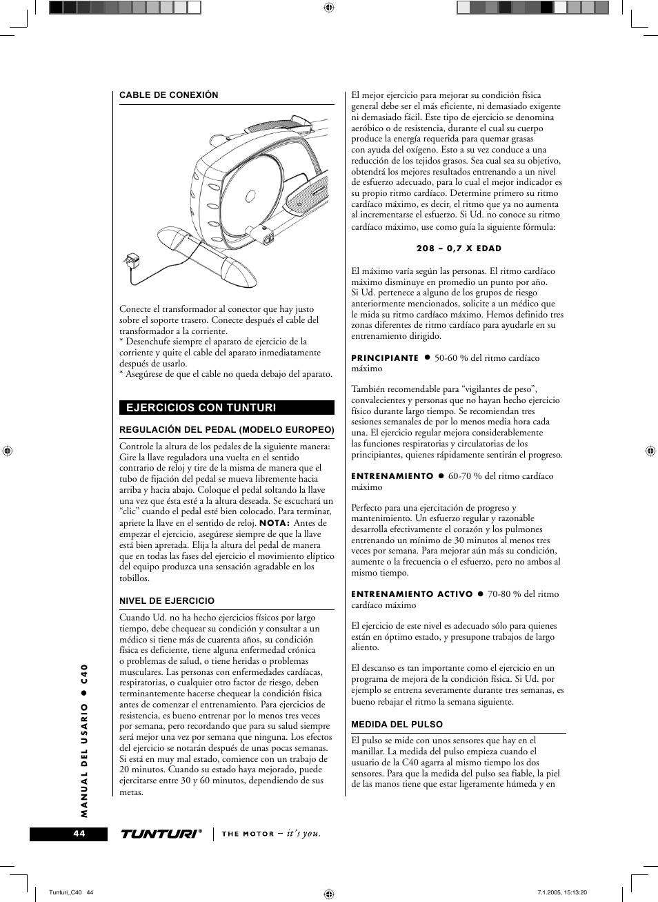 Tunturi C40 User Manual | Page 44 / 70