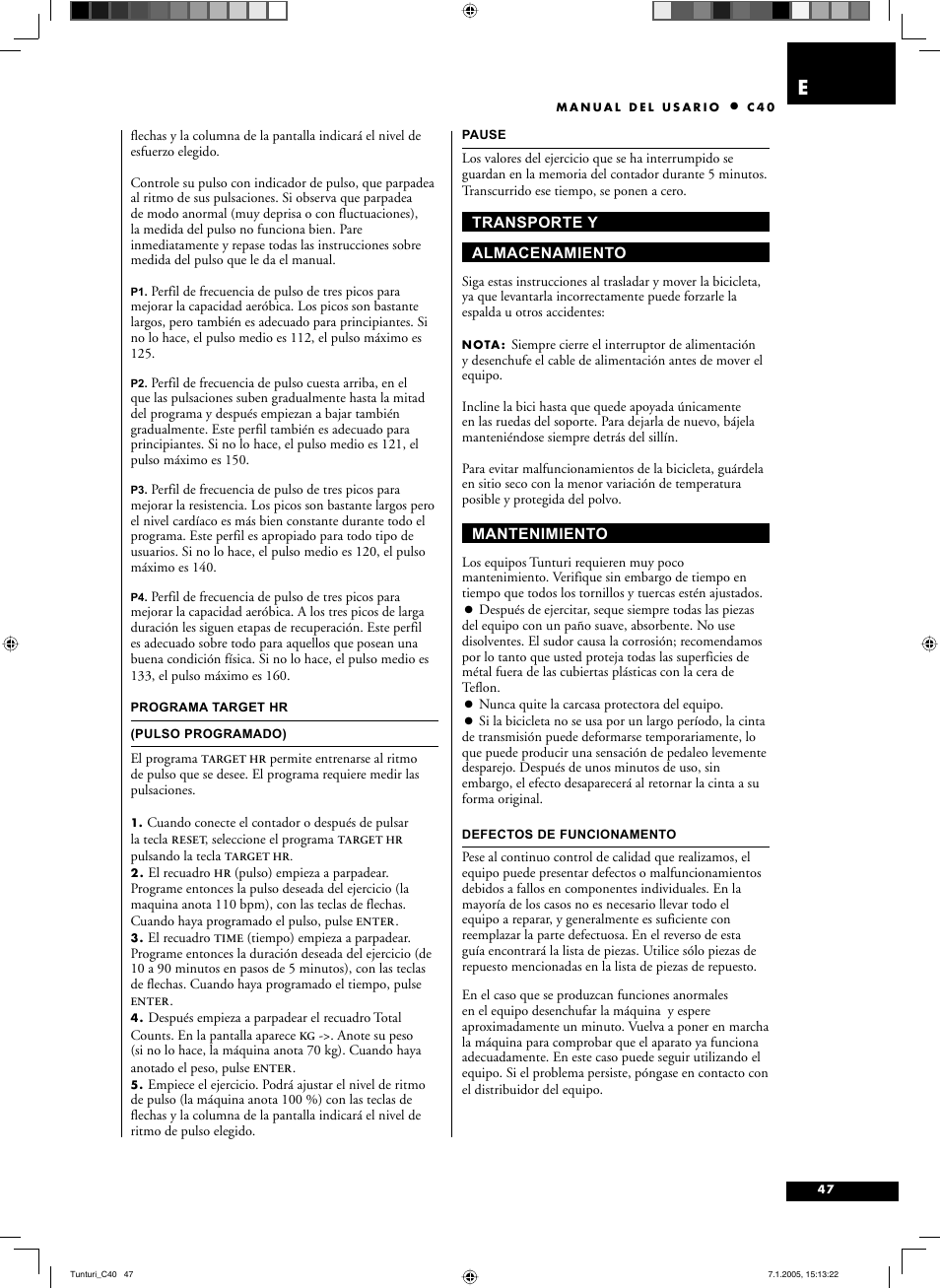 Tunturi C40 User Manual | Page 47 / 70