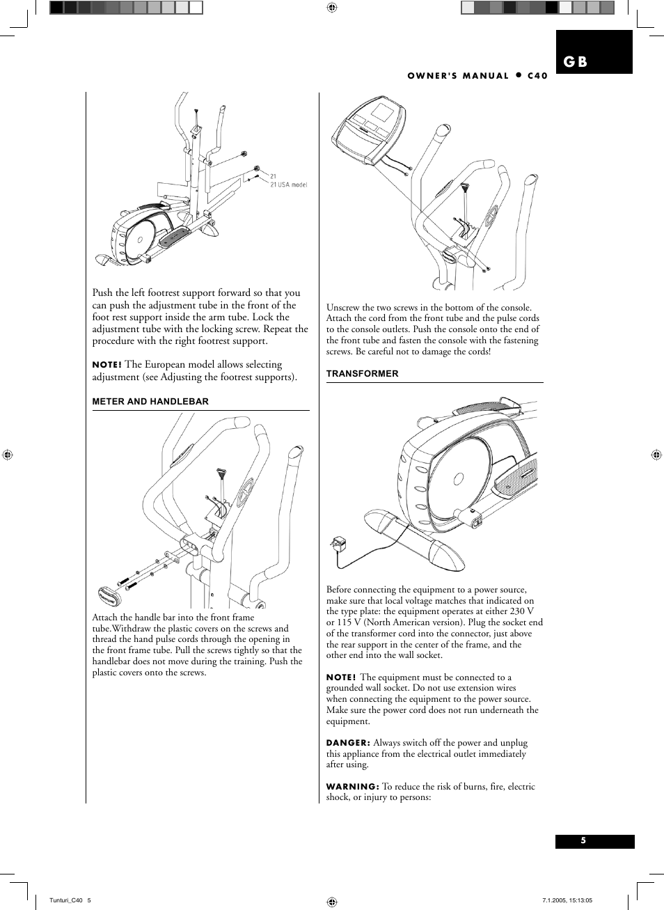 Tunturi C40 User Manual | Page 5 / 70