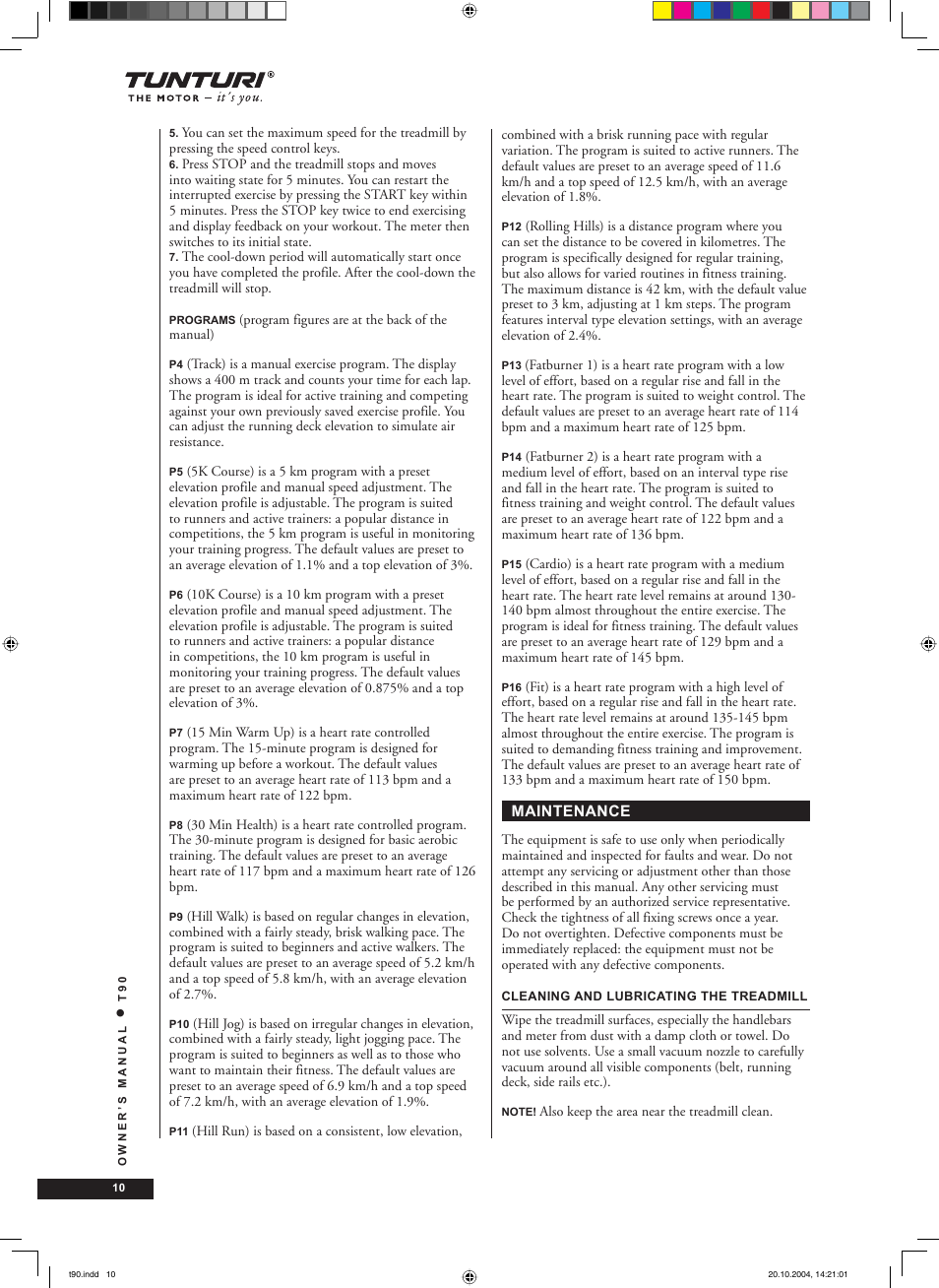 Tunturi T90 User Manual | Page 10 / 98