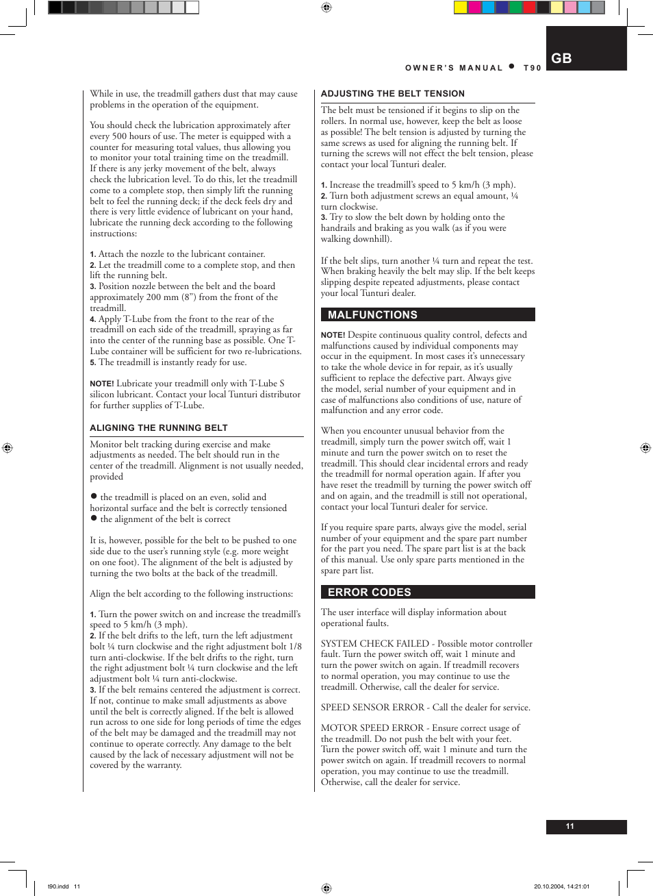 Tunturi T90 User Manual | Page 11 / 98