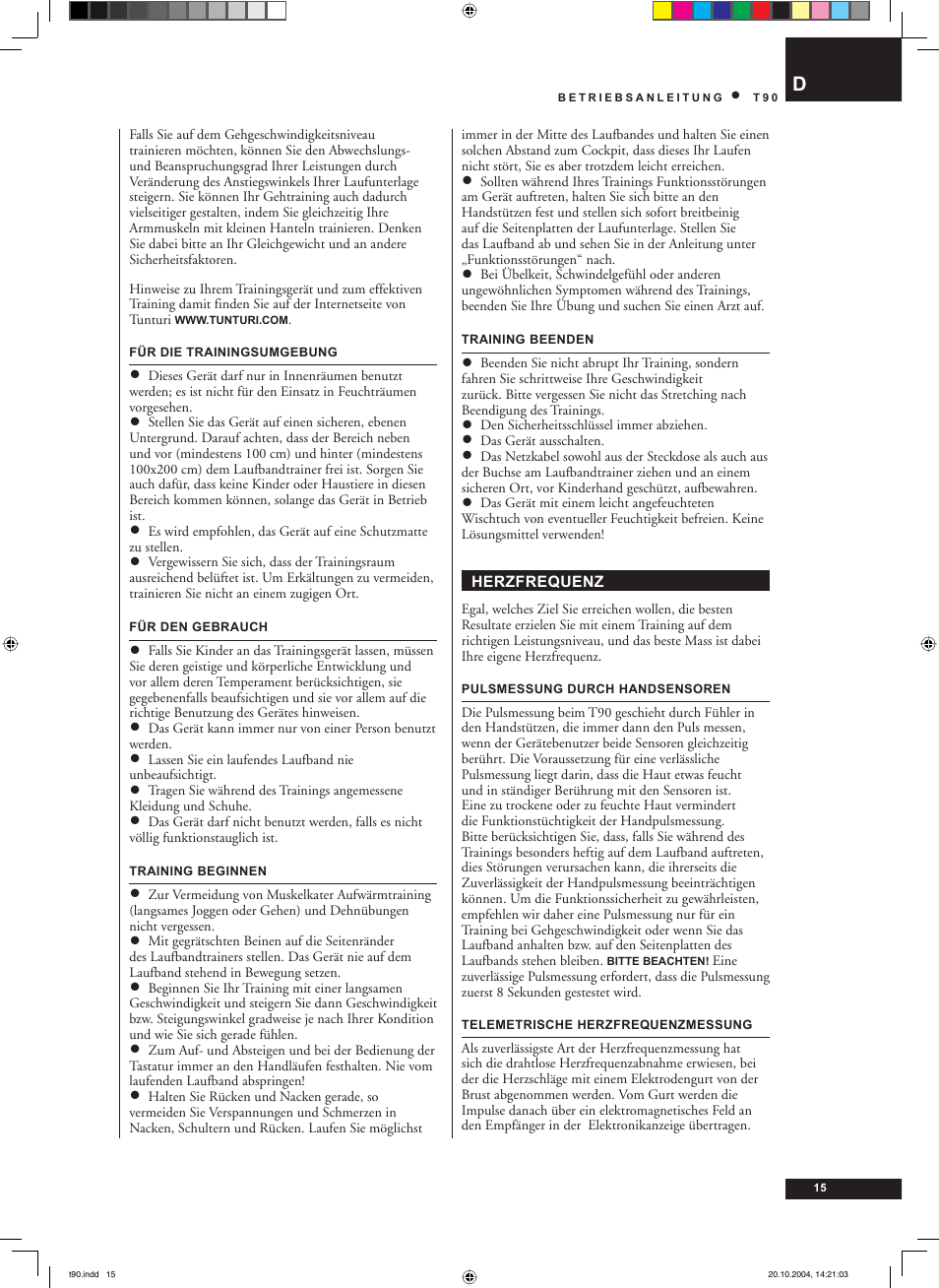 Tunturi T90 User Manual | Page 15 / 98