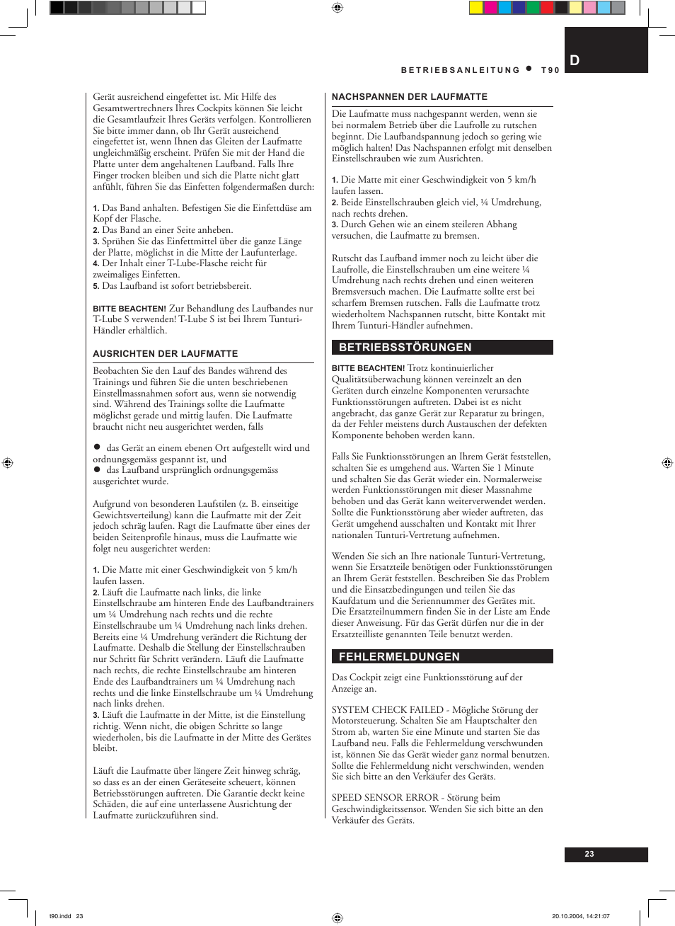 Tunturi T90 User Manual | Page 23 / 98