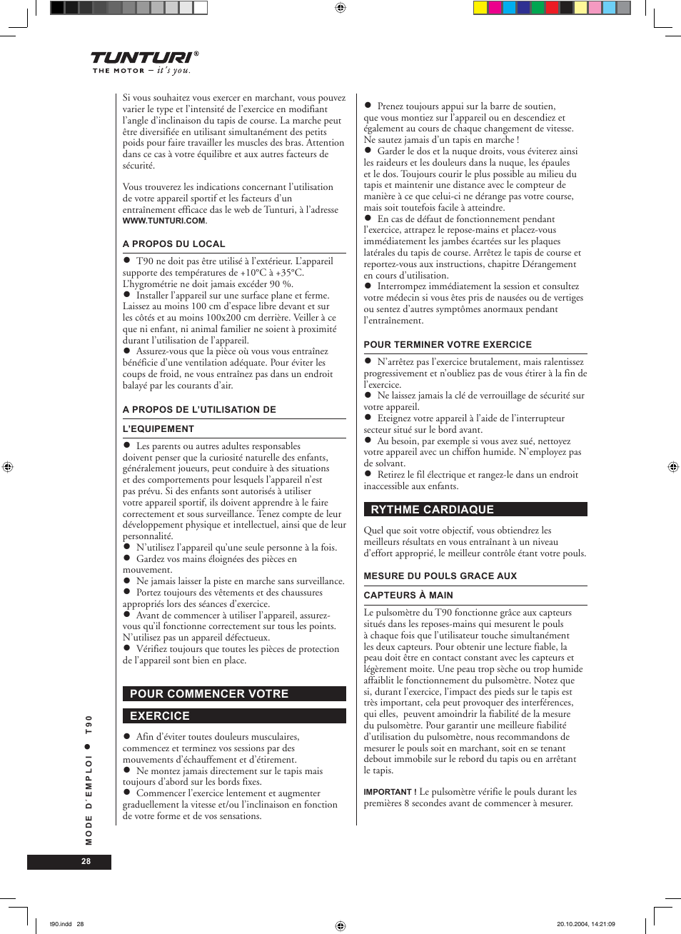 Tunturi T90 User Manual | Page 28 / 98