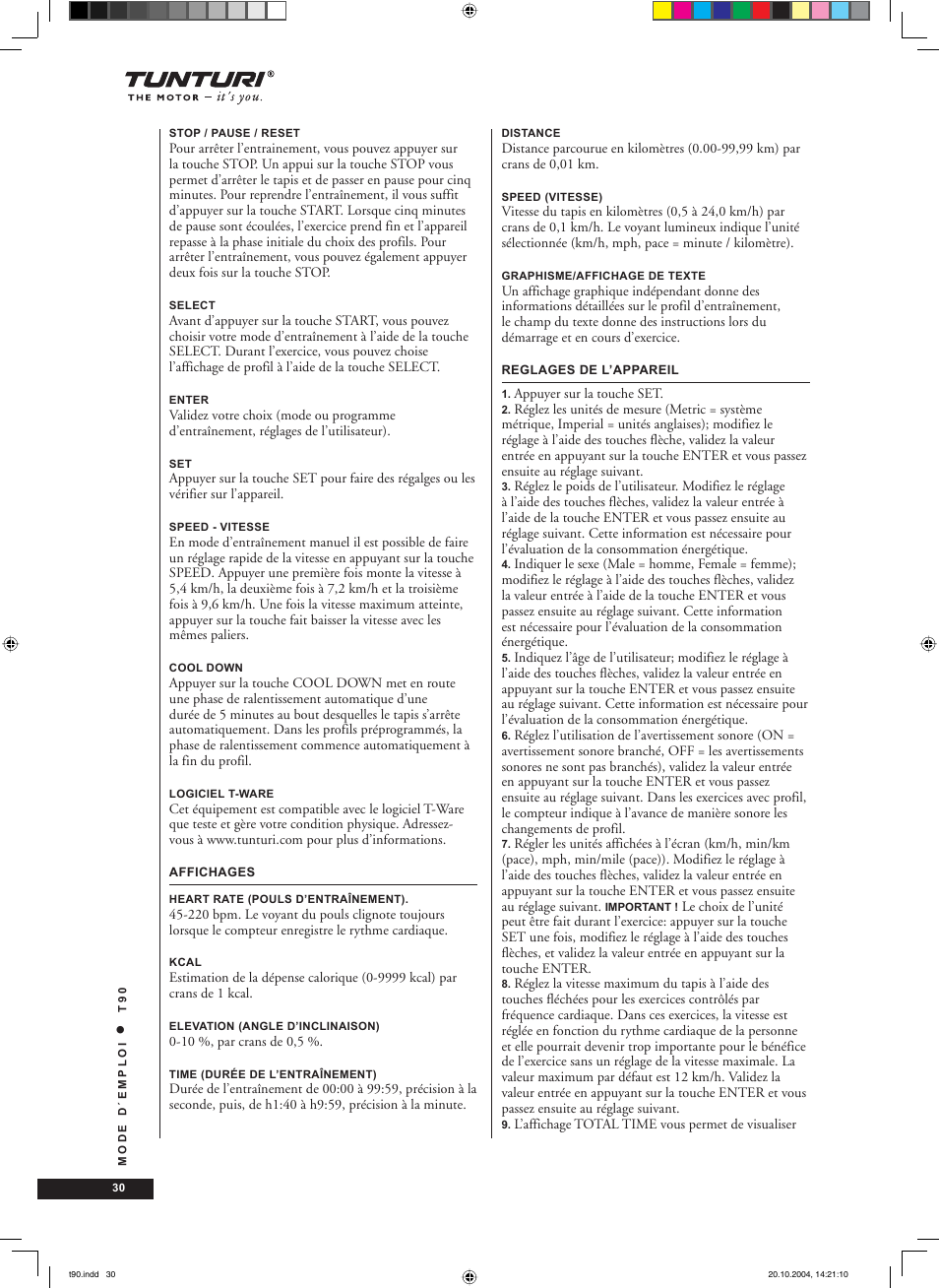 Tunturi T90 User Manual | Page 30 / 98