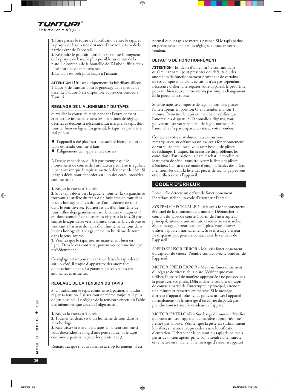 Tunturi T90 User Manual | Page 36 / 98