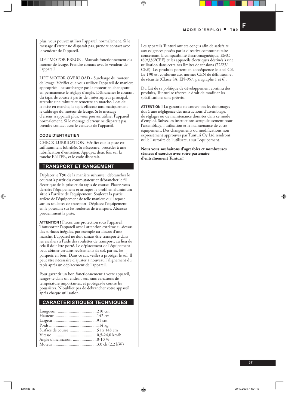 Tunturi T90 User Manual | Page 37 / 98