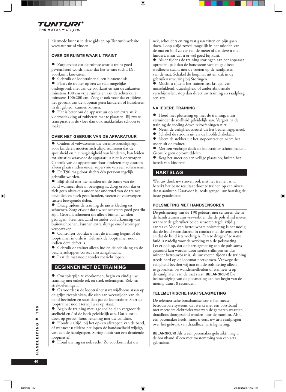 Tunturi T90 User Manual | Page 40 / 98