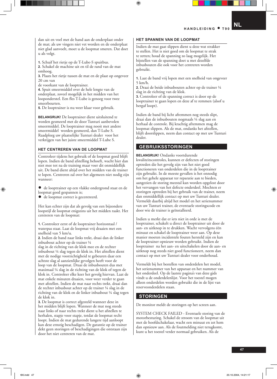 Tunturi T90 User Manual | Page 47 / 98