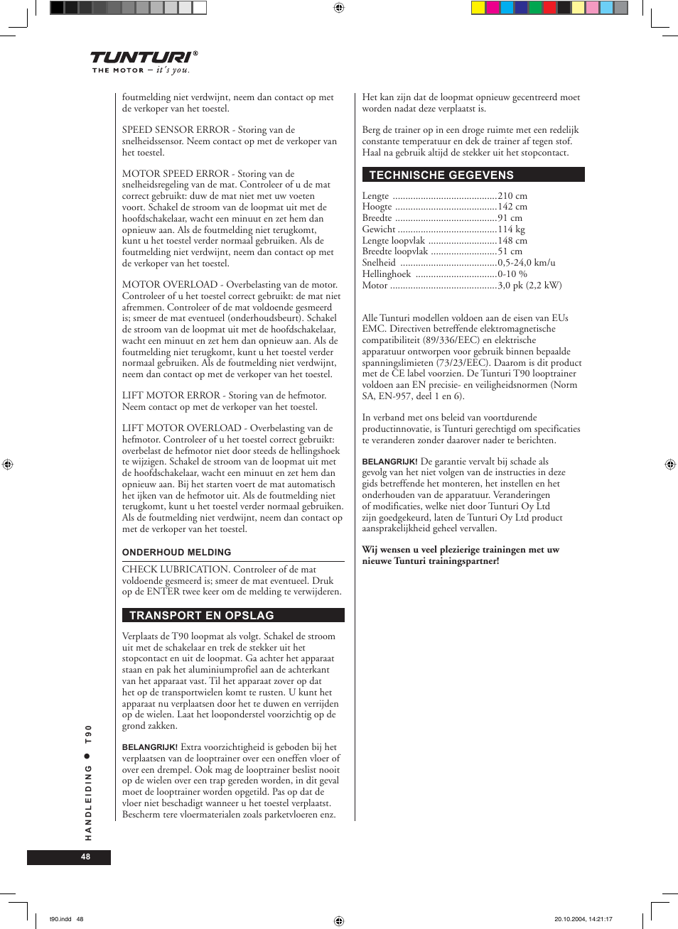 Tunturi T90 User Manual | Page 48 / 98