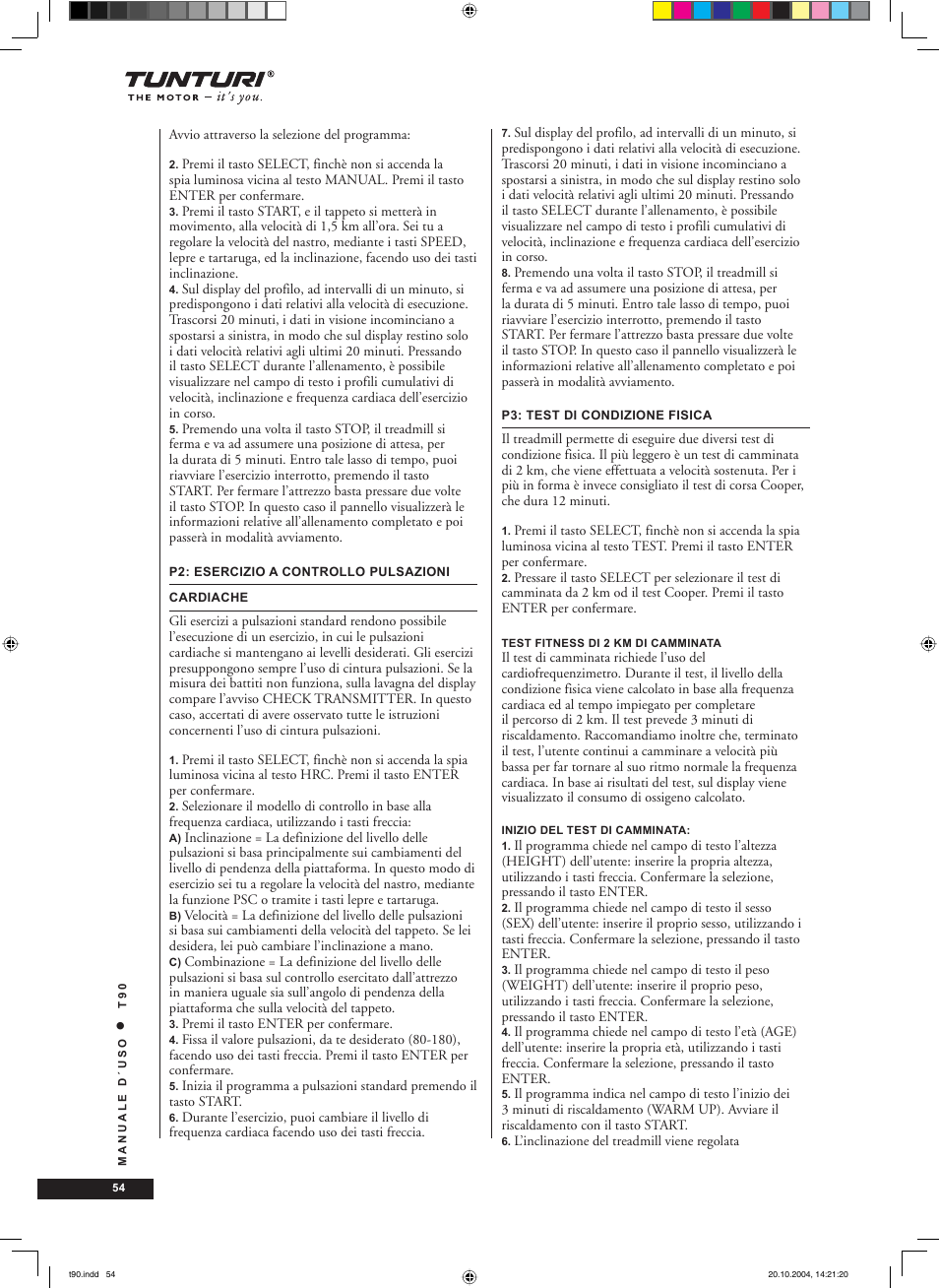 Tunturi T90 User Manual | Page 54 / 98